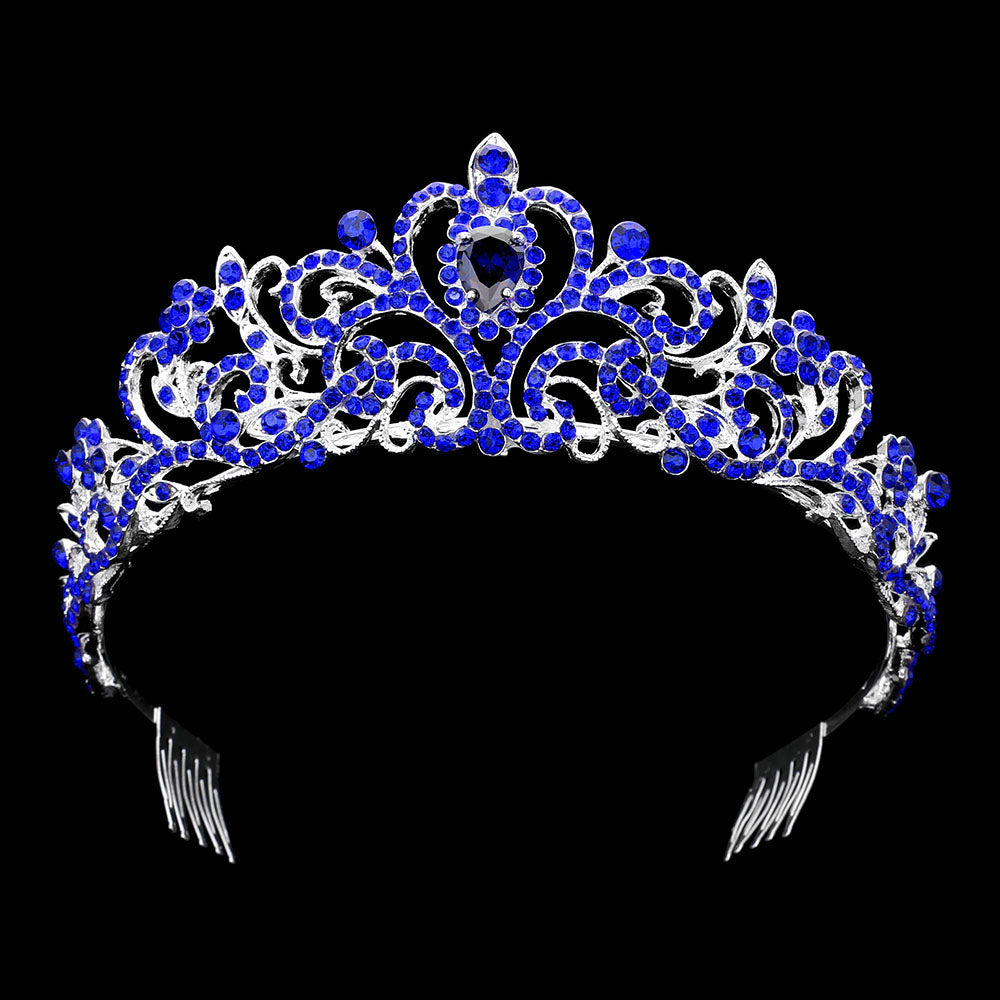 iLLASPARKZ Teardrop Stone Pointed Rhienstone Paved Princess Tiara