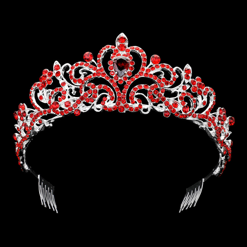 iLLASPARKZ Teardrop Stone Pointed Rhienstone Paved Princess Tiara