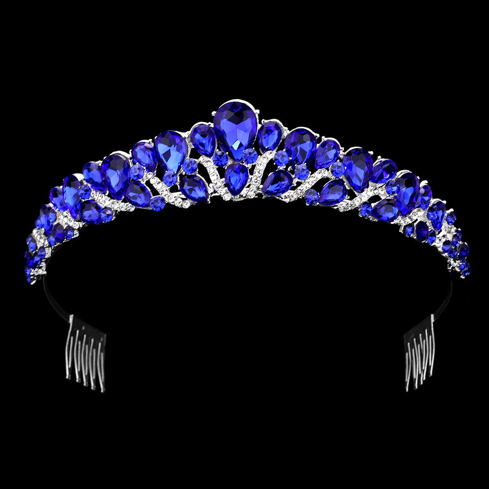 iLLASPARKZ Teardrop Marquise Stone Embellished Princess Tiara