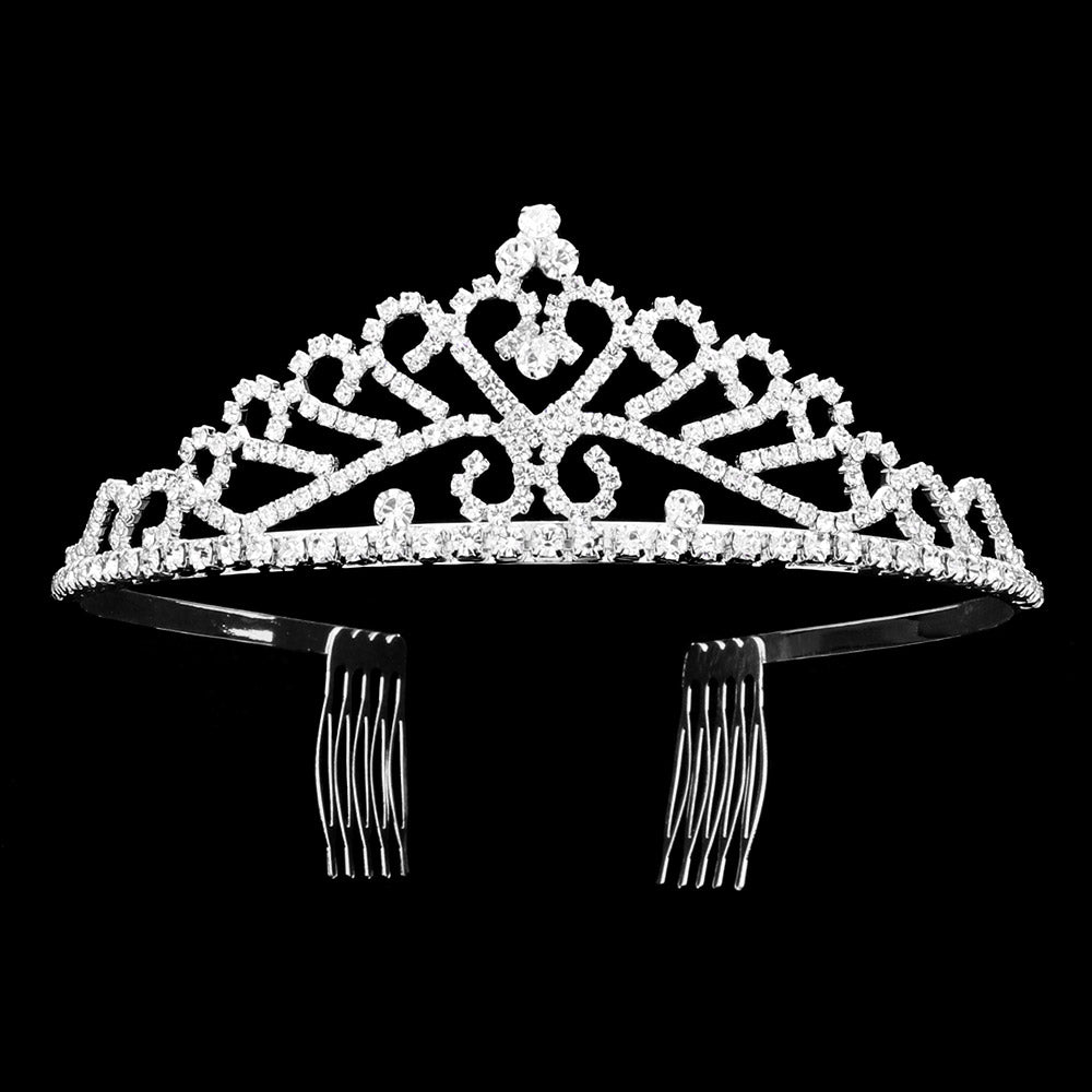 iLLASPARKZ Round Stone Cluster Pointed Rhinestone Paved Princess Tiara