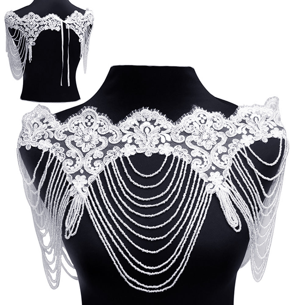iLLASPARKZ Draped Beaded Lace Wedding Shawl