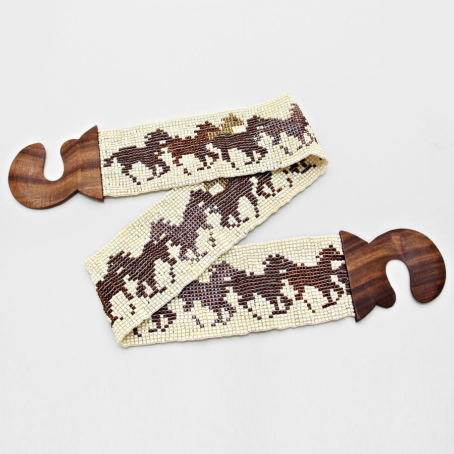 iLLASPARKZ Wood Clasp Boho Animal Elastic Belt
