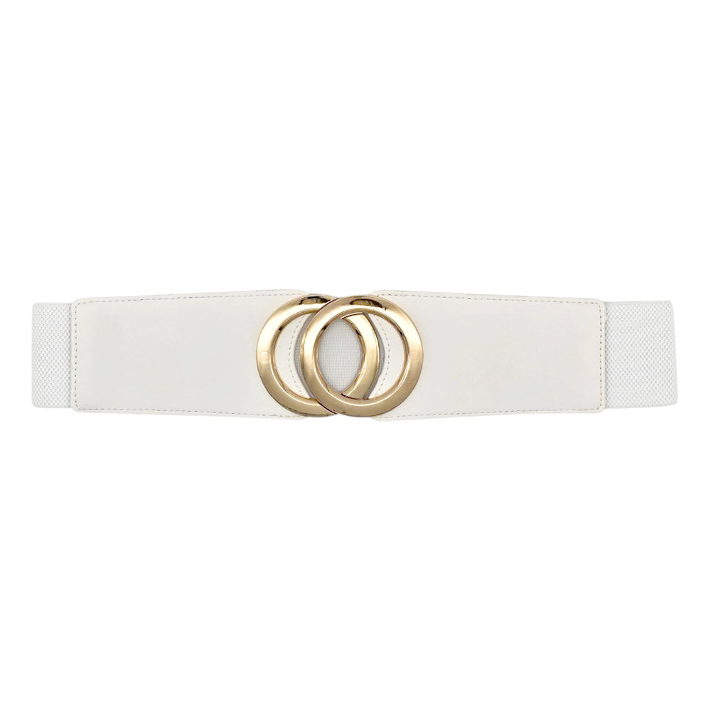 iLLASPARKZ Double Metal Ring Buckle Accent Wide Elastic Waist Belt
