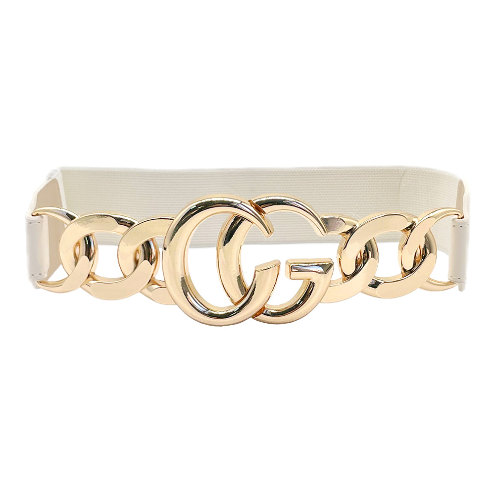 iLLASPARKZ Double Metal Ring Chain Buckle Accent Elastic Waist Belt