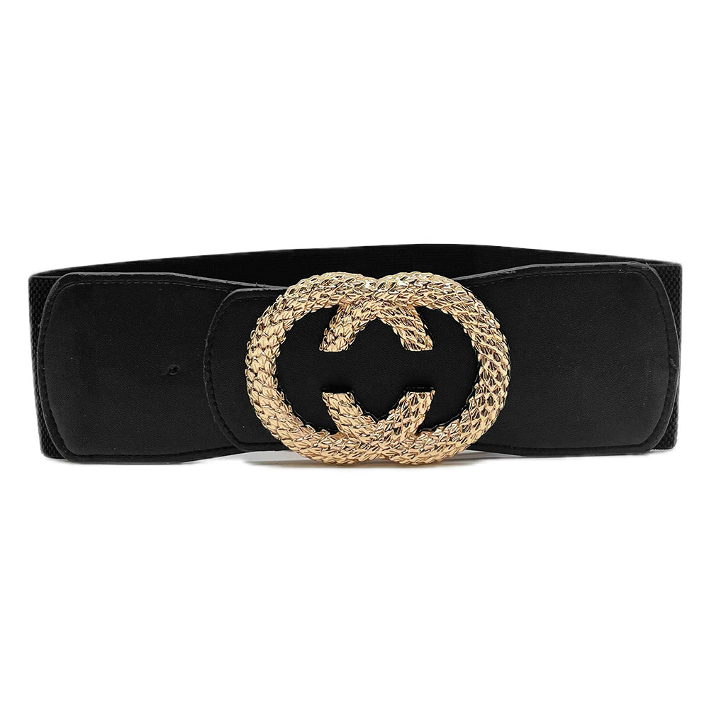 iLLASPARKZ Textured Metal Double Open Circle Link Elastic Belt