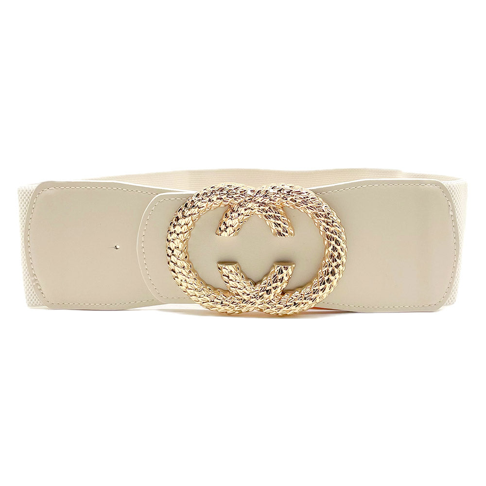 iLLASPARKZ Textured Metal Double Open Circle Link Elastic Belt