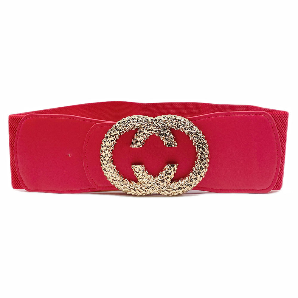 iLLASPARKZ Textured Metal Double Open Circle Link Elastic Belt