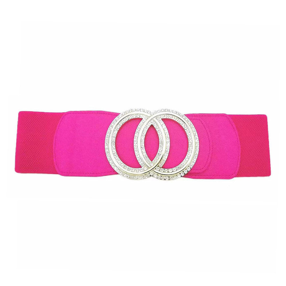iLLASPARKZ Stone Paved Double O Buckle Pointed Elastic Belt
