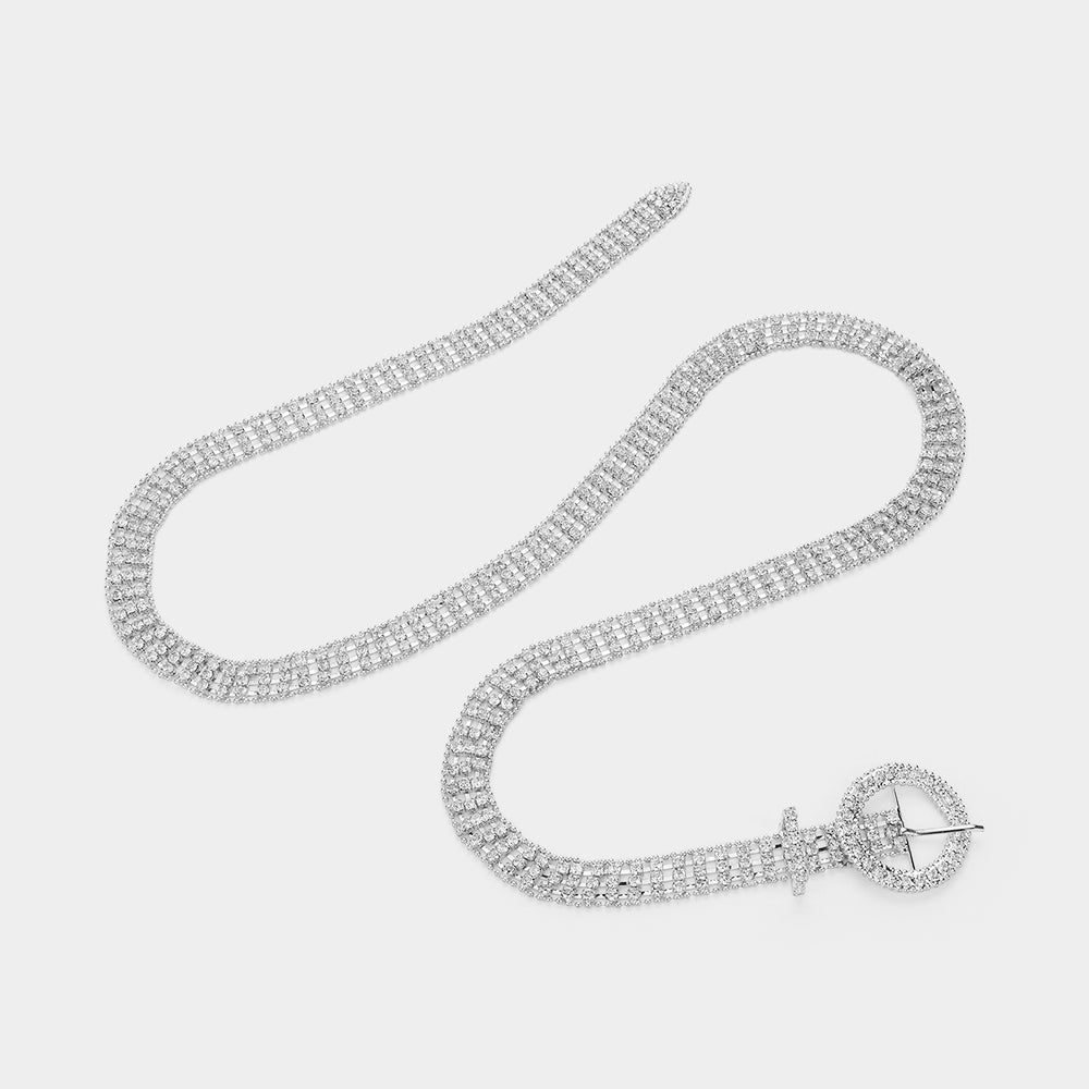 iLLASPARKZ 3Row Rhinestone Paved Open Buckle Belt