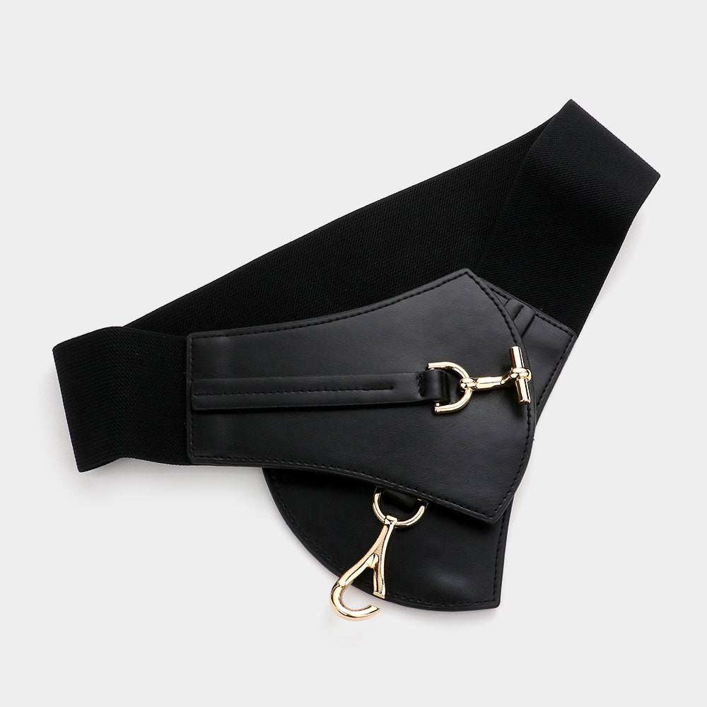 iLLASPARKZ Metal Buckle Detailed Faux Leather Stretch Elastic Belt