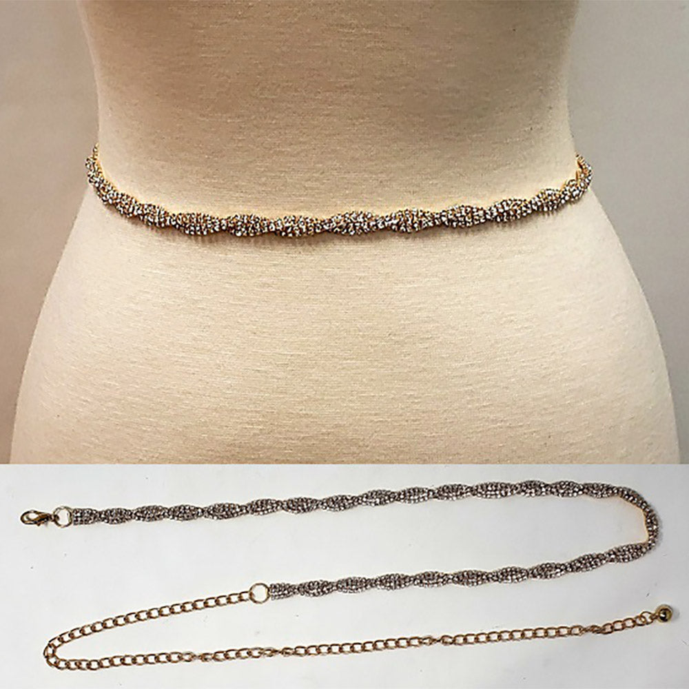 iLLASPARKZ Rhinestone Embellished Twisted Chain Waist Belt