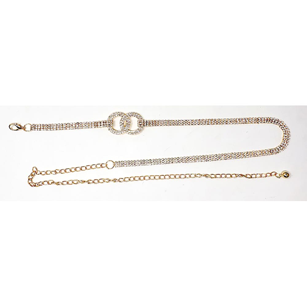 iLLASPARKZ Double Open Circle Accented Rhinestone Pave Belt