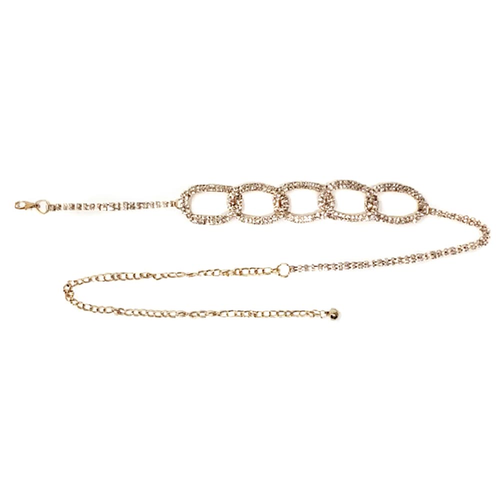 iLLASPARKZ Rhinestone Pave Open Oval Link Chain Belt