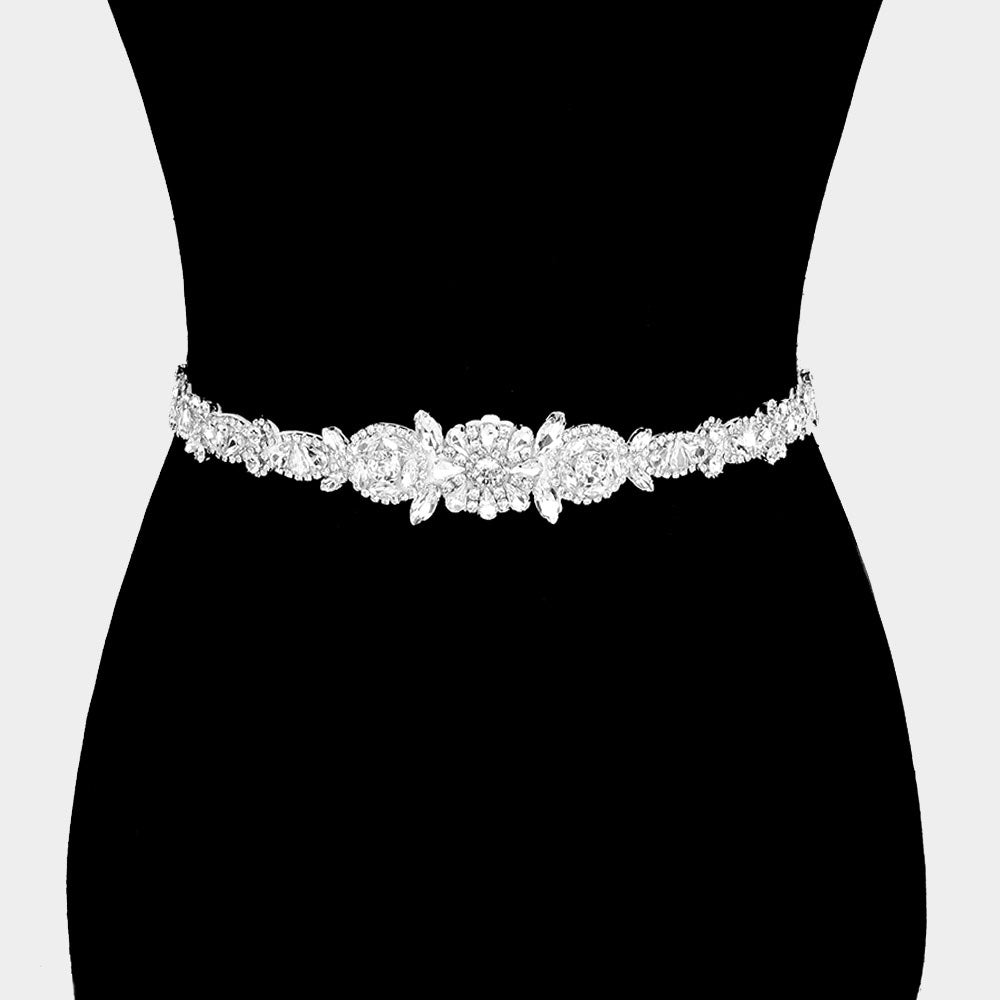 iLLASPARKZ Crystal Pave Bow Sash Ribbon Bridal Wedding Belt / Headband