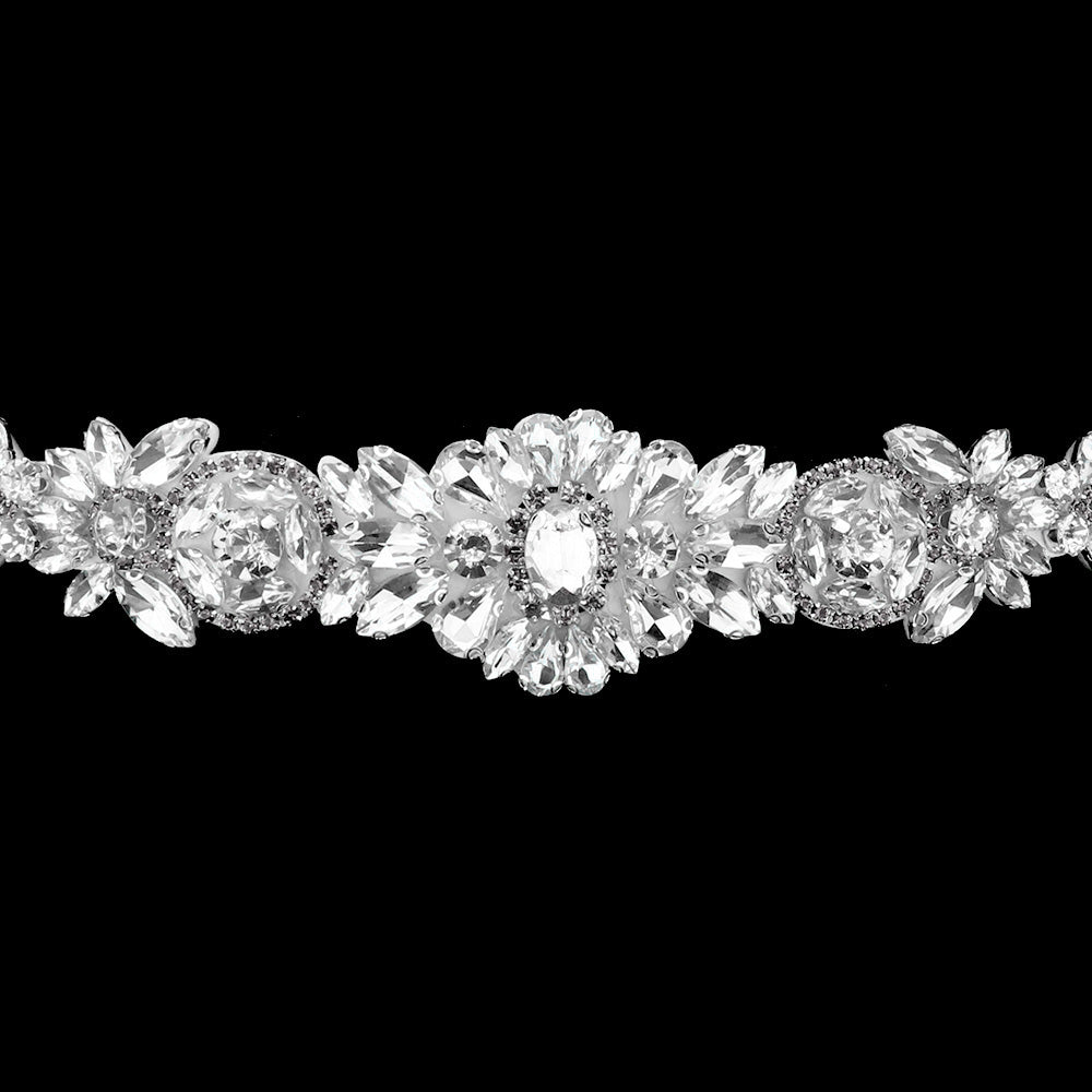 iLLASPARKZ Crystal Pave Bow Sash Ribbon Bridal Wedding Belt / Headband