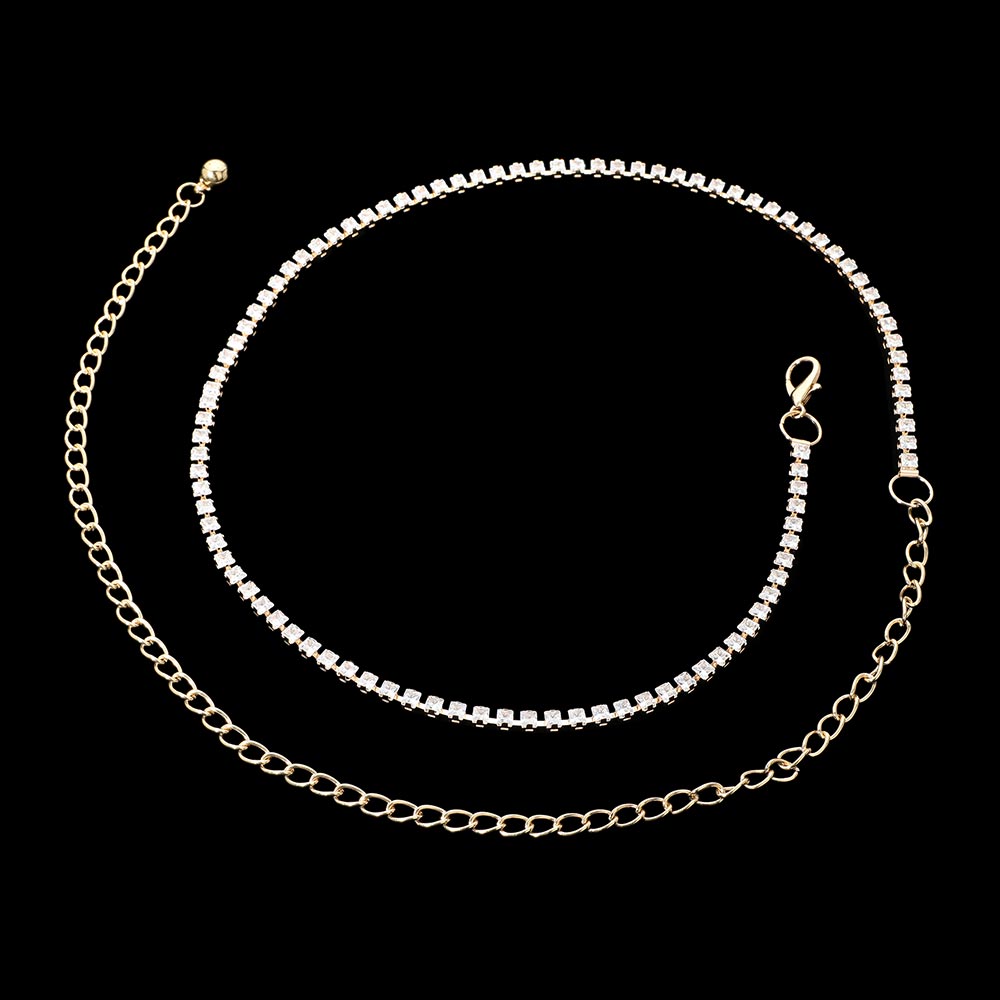 iLLASPARKZ Square Cut Rhinestone Chain Belt