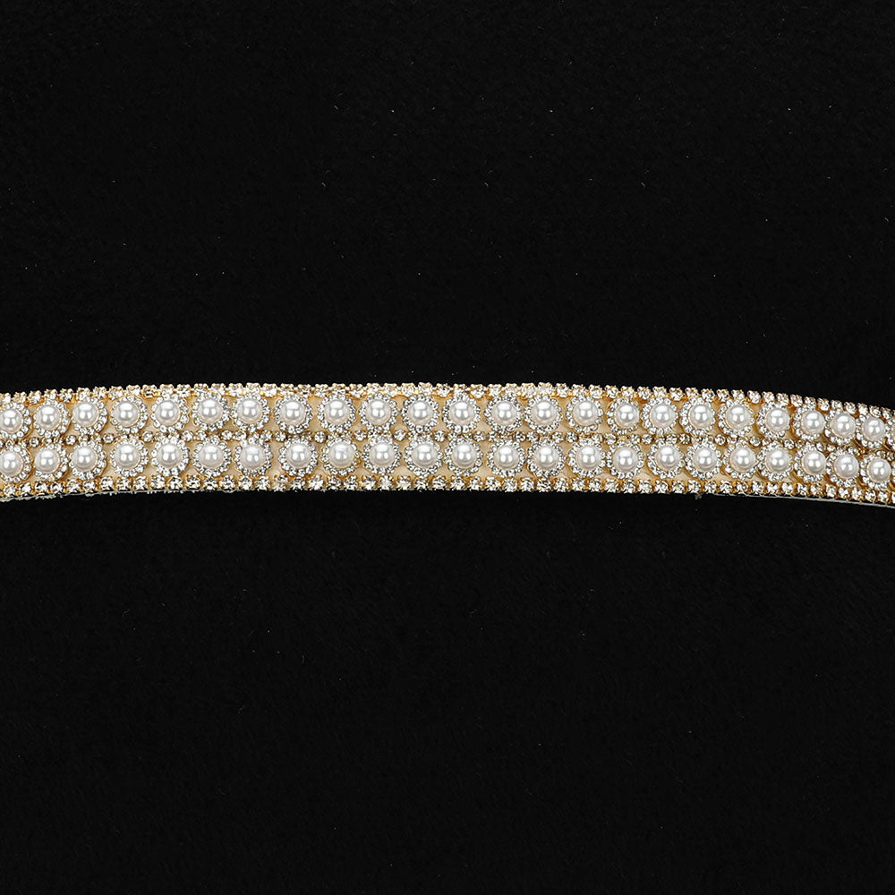 iLLASPARKZ Pearl Rhinestone Crystal Bridal Wedding Belt / Headband