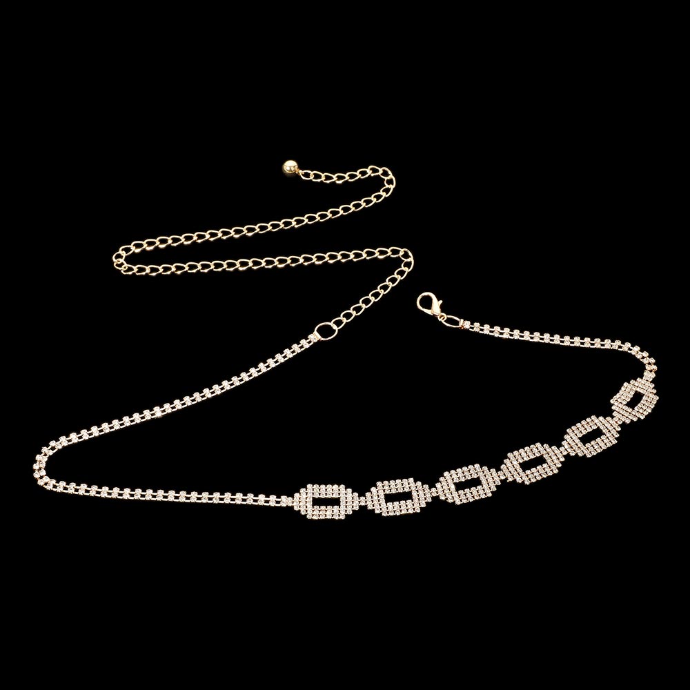 iLLASPARKZ Rhinestone Paved Oval Link Chain Belt