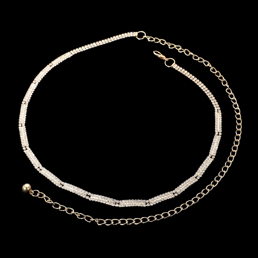 iLLASPARKZ Rhinestone Paved Bar Link Chain Belt