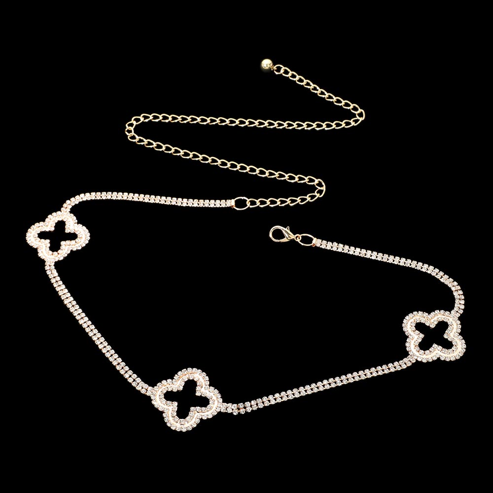iLLASPARKZ Rhinestone Paved Quatrefoil Link Chain Belt