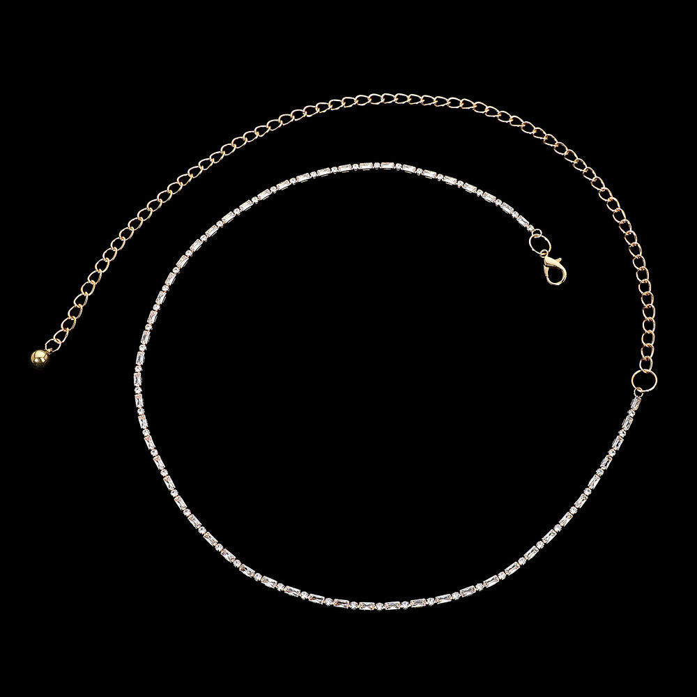 iLLASPARKZ Round Emerald Cut CZ Stone Cluster Link Chain Belt