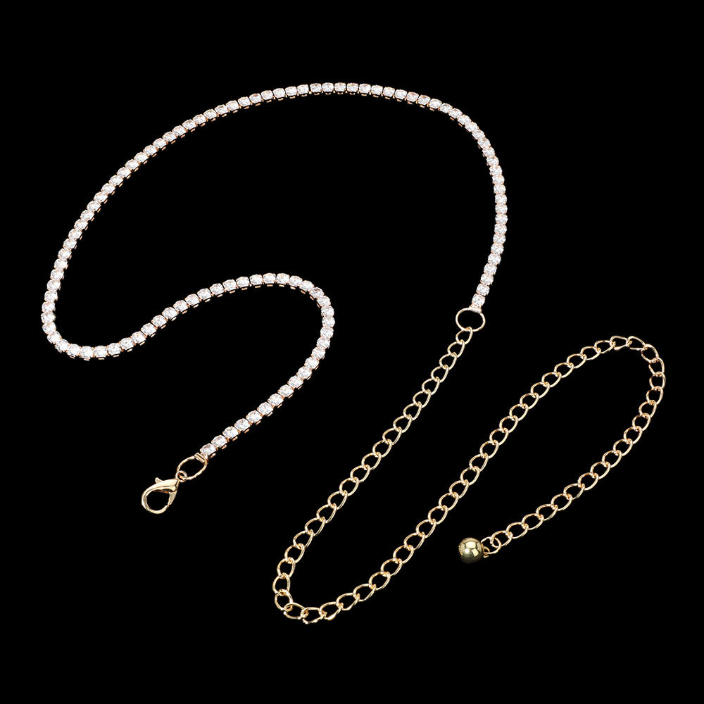 iLLASPARKZ Round Cut Rhinestone Chain Belt