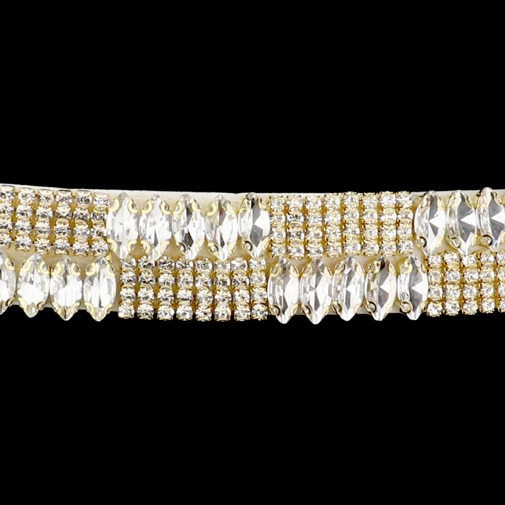iLLASPARKZ Marquise Stone Accented Sash Ribbon Bridal Wedding Belt / Headband