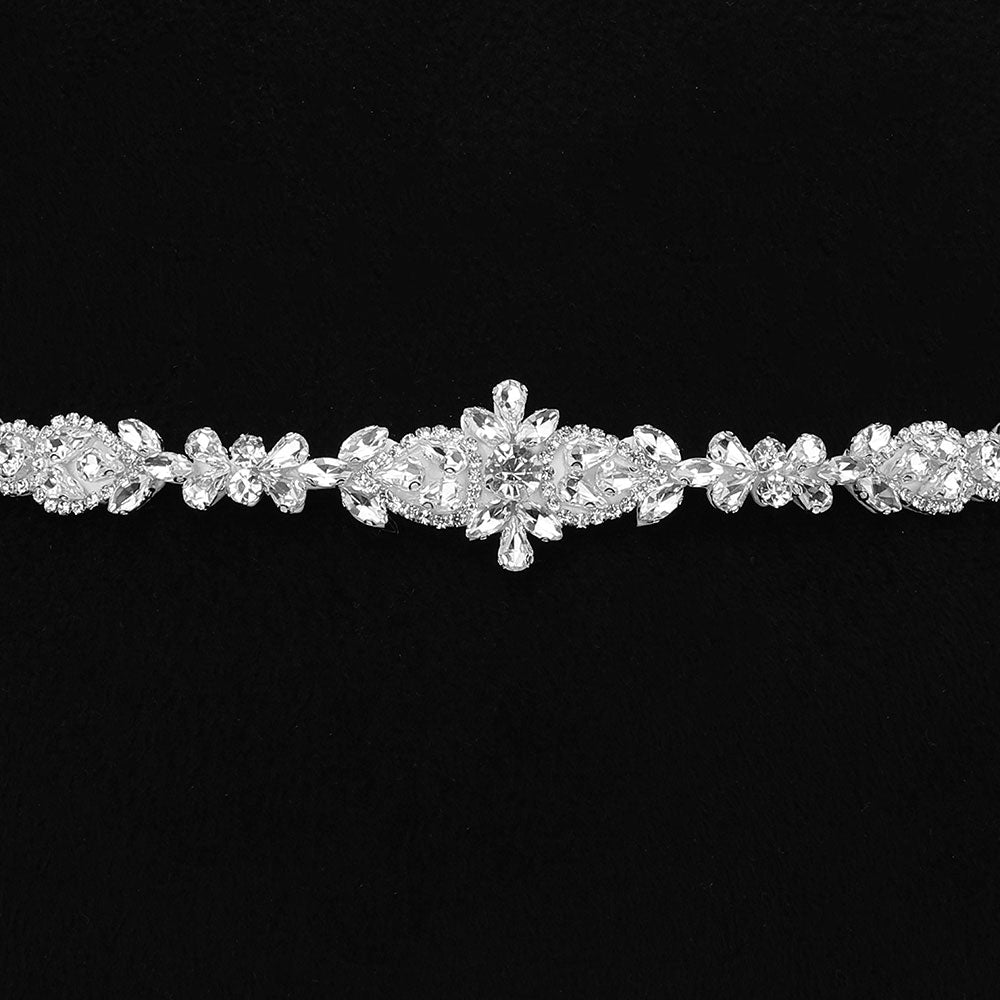 iLLASPARKZ Teardrop Marquise Rhinestone Crystal Cluster Embellished Wedding Belt / Headband