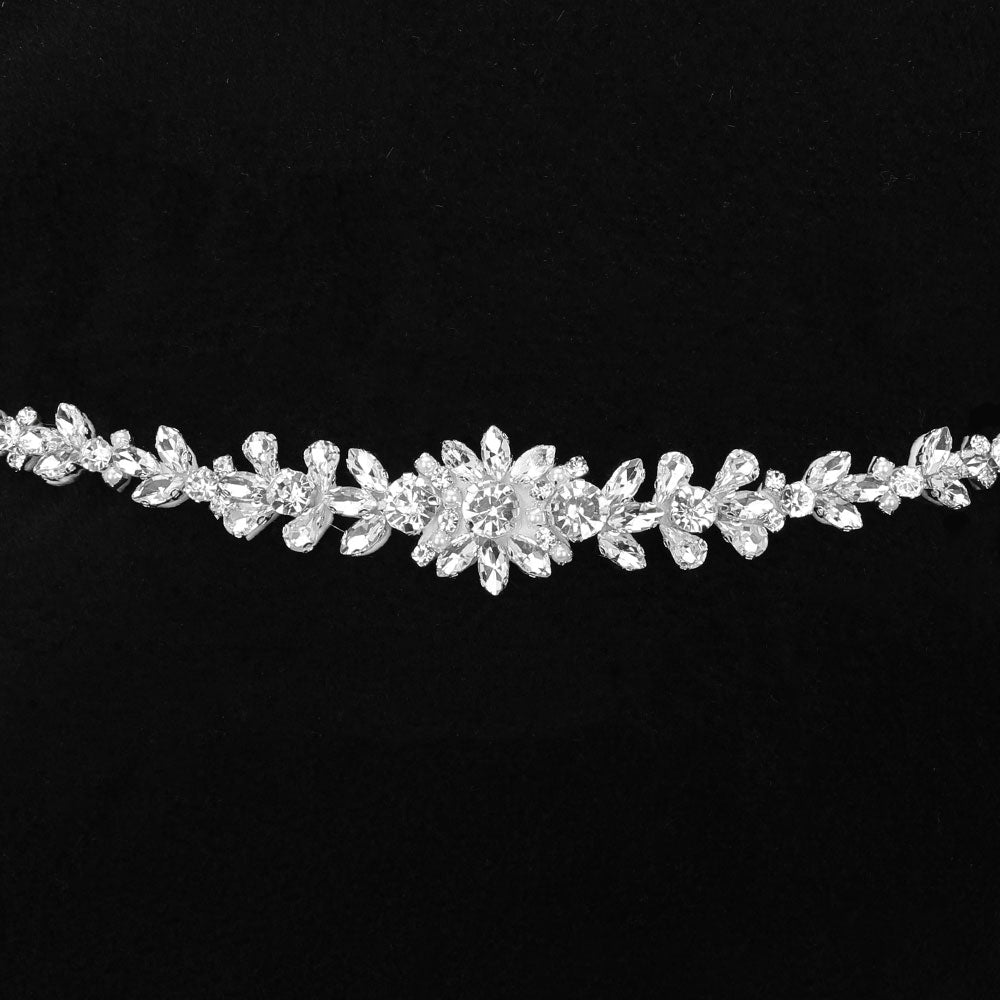 iLLASPARKZ Teardrop Marquise Flower Rhinestone Crystal Wedding Belt / Headband