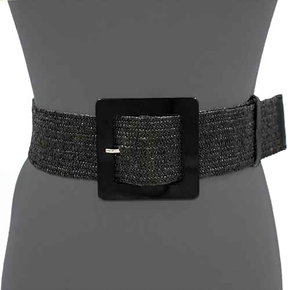 iLLASPARKZ Resin Square Buckle Accent Raffia Adjustable Belt