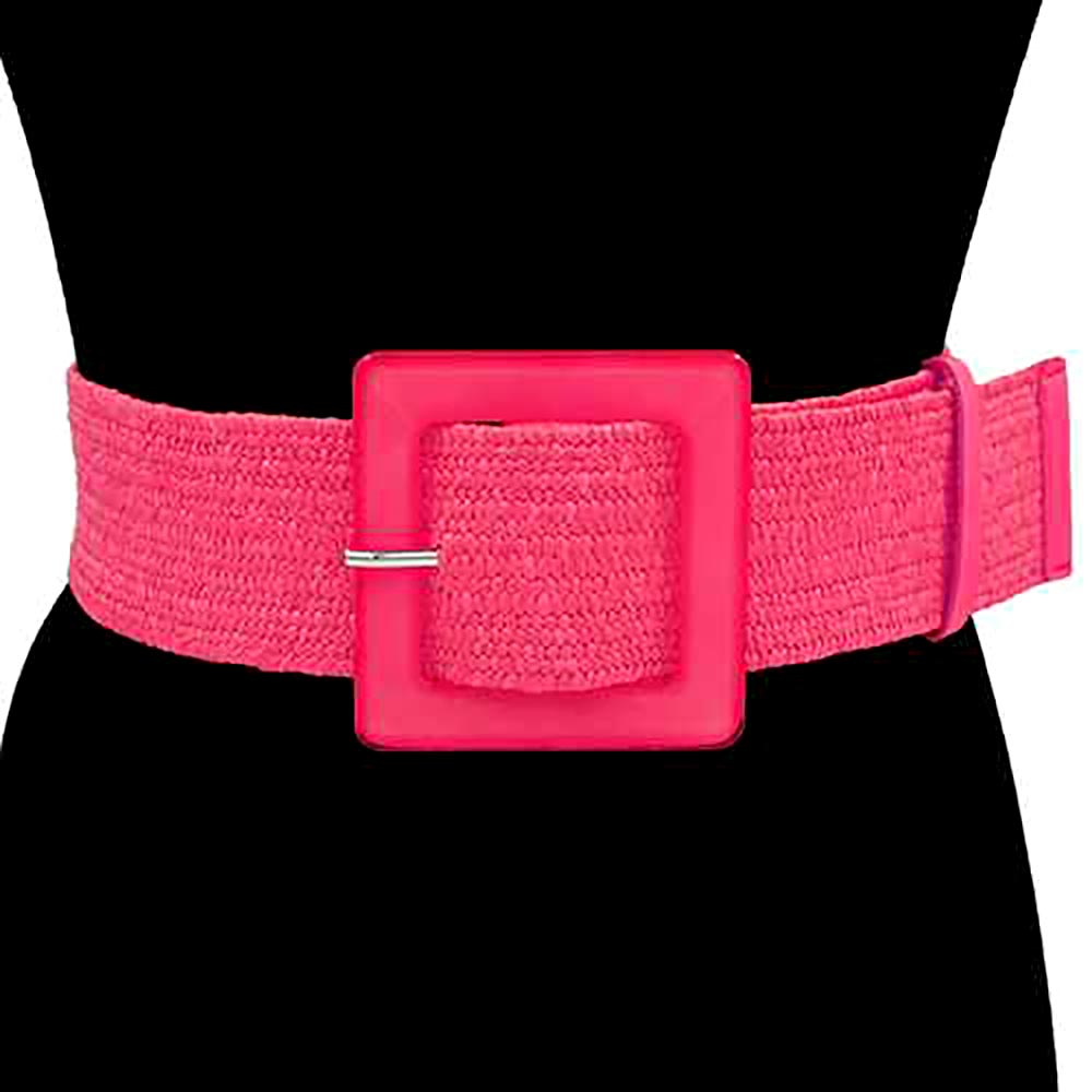 iLLASPARKZ Resin Square Buckle Accent Raffia Adjustable Belt