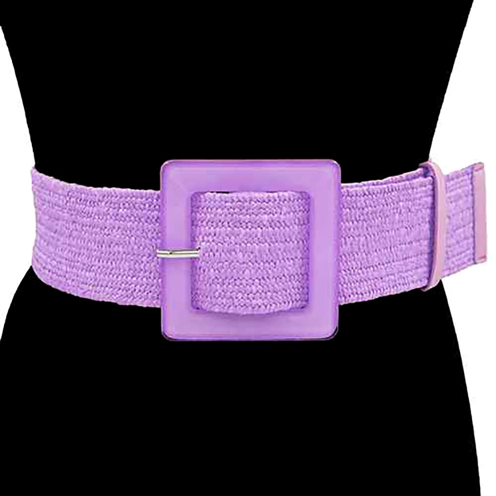 iLLASPARKZ Resin Square Buckle Accent Raffia Adjustable Belt