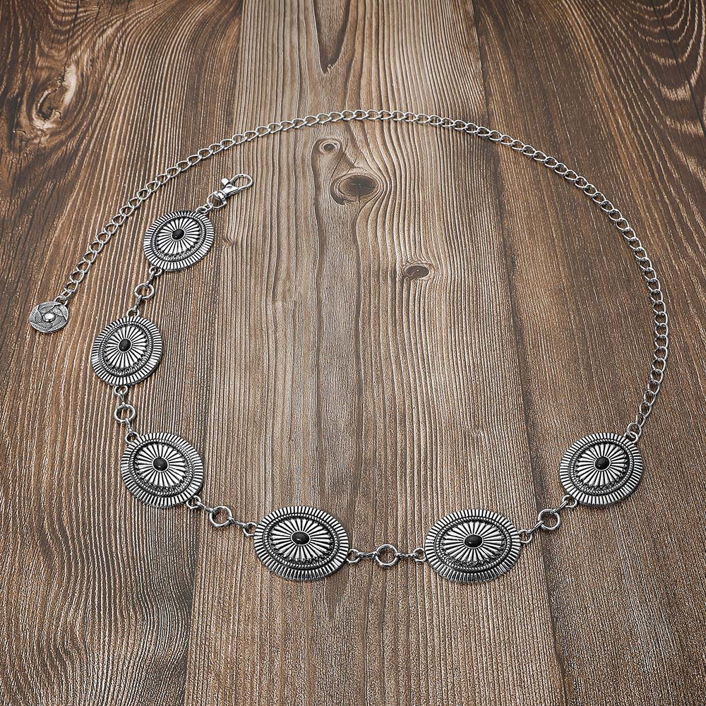 iLLASPARKZ Boho Vintage Western Turquoise Stone Pointed Concho Chain Belt