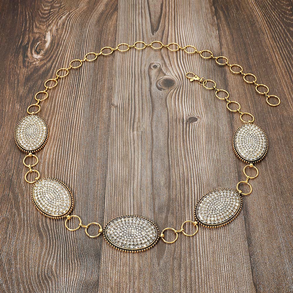 iLLASPARKZ Stone Paved Oval Link Concho Chain Belt