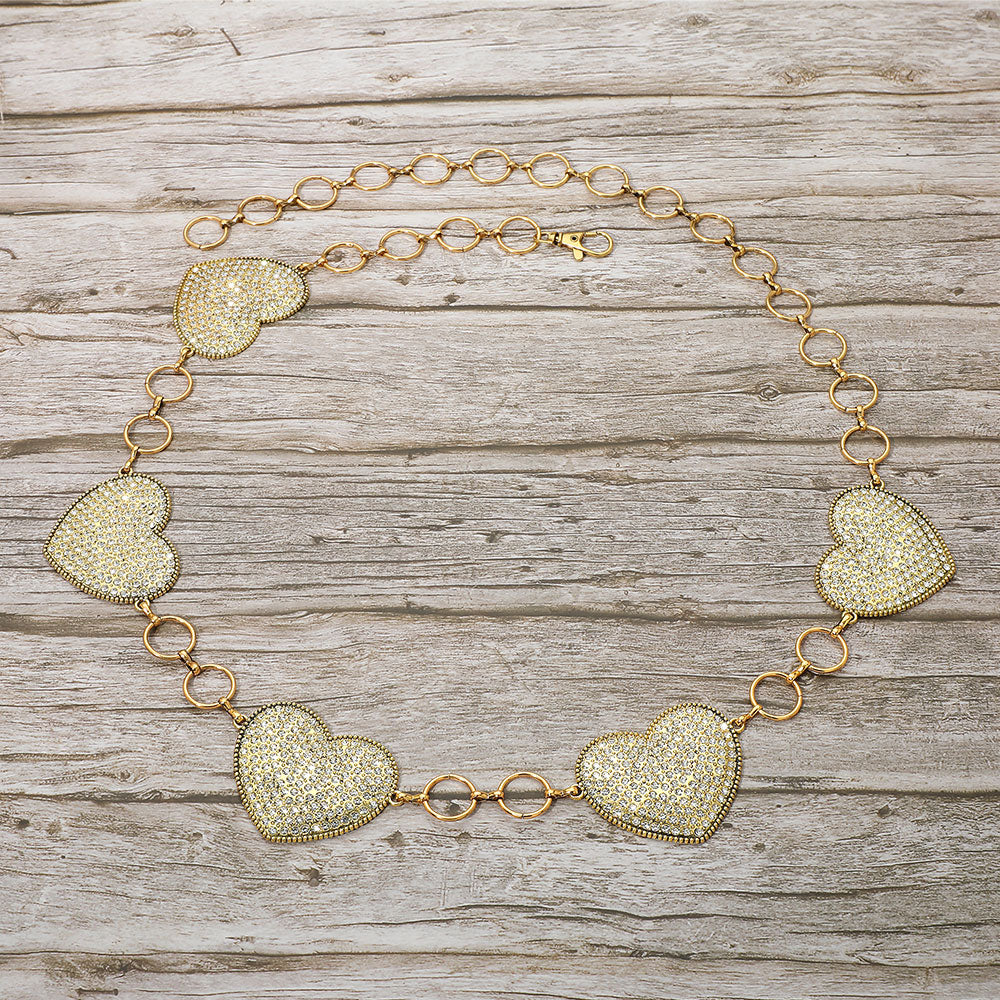iLLASPARKZ Stone Paved Heart Link Concho Chain Belt