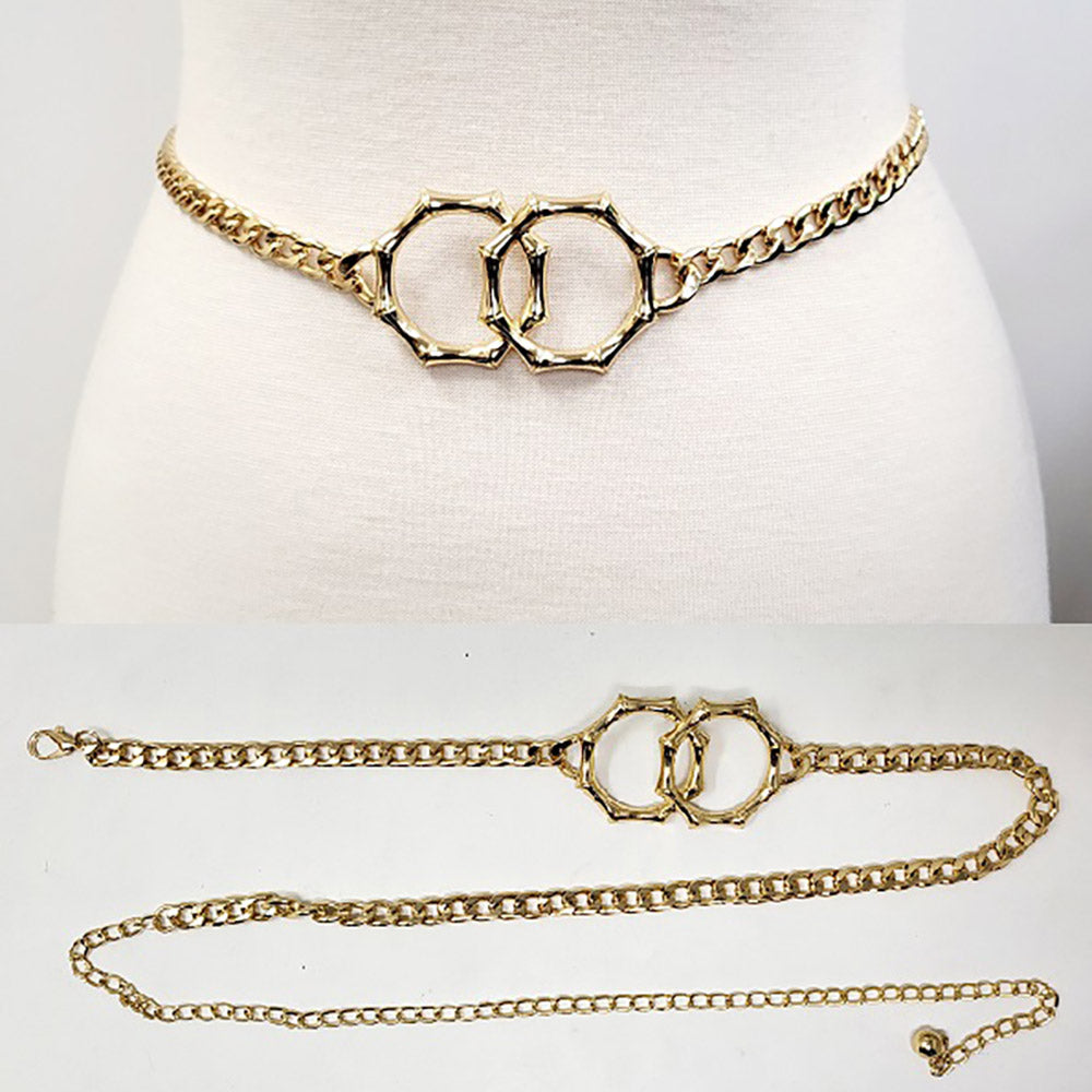 iLLASPARKZ Double Metal Bamboo Ring Chain Waist Belt