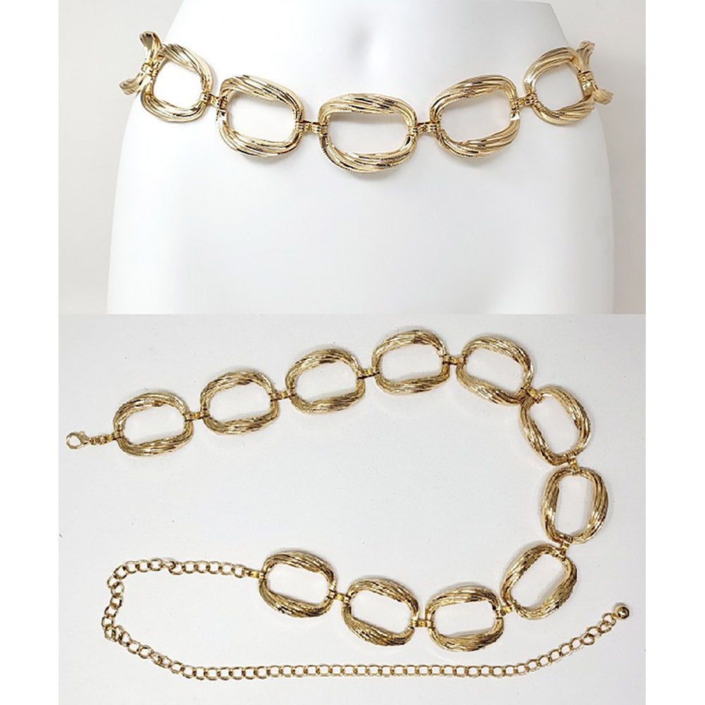 iLLASPARKZ Textured Metal Oval Link Chain Waist Belt