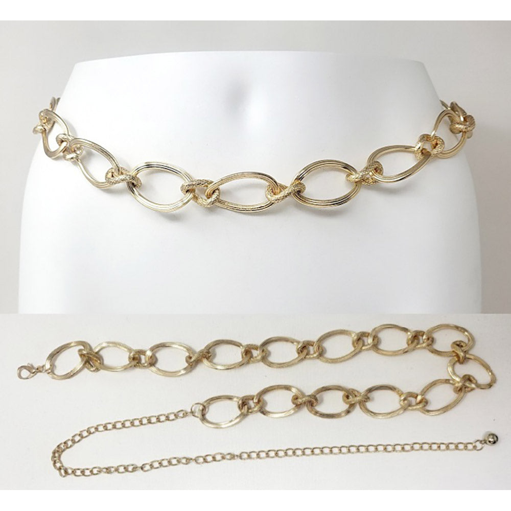 iLLASPARKZ Textured Metal Oval Link Chain Waist Belt
