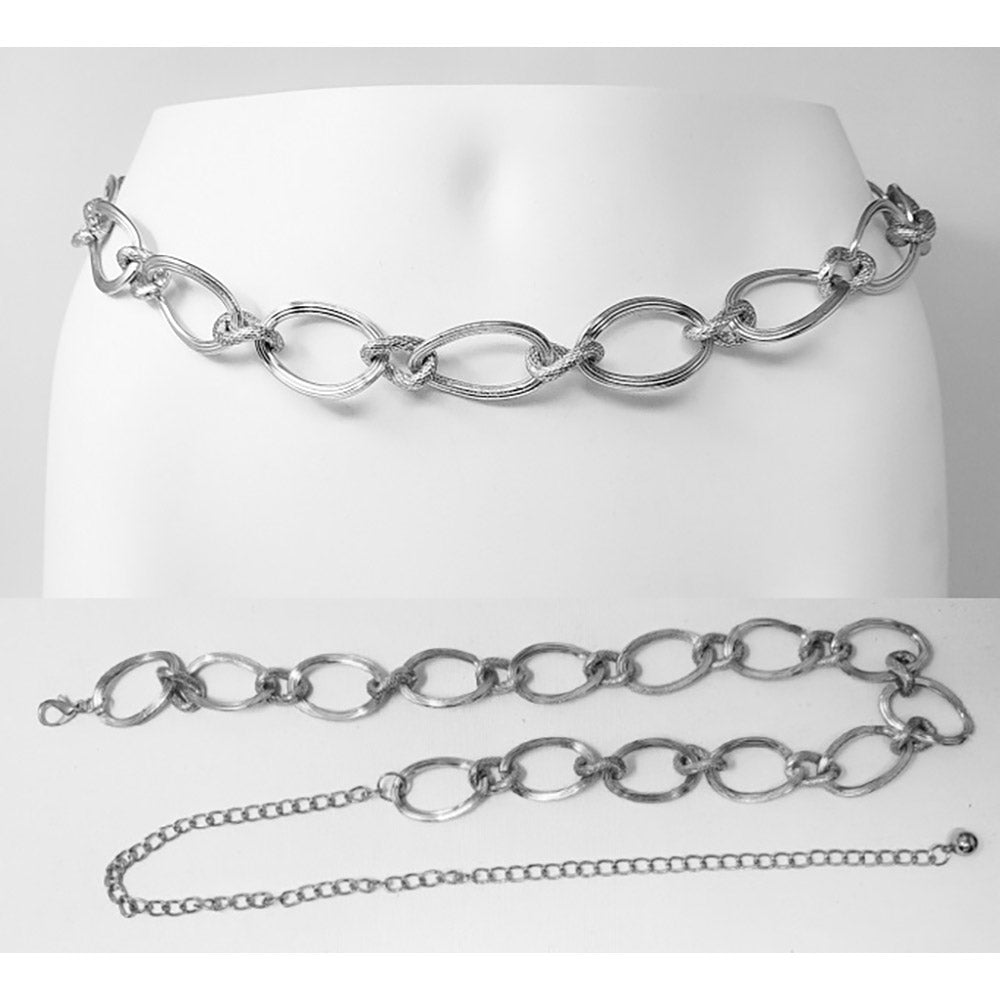 iLLASPARKZ Textured Metal Oval Link Chain Waist Belt