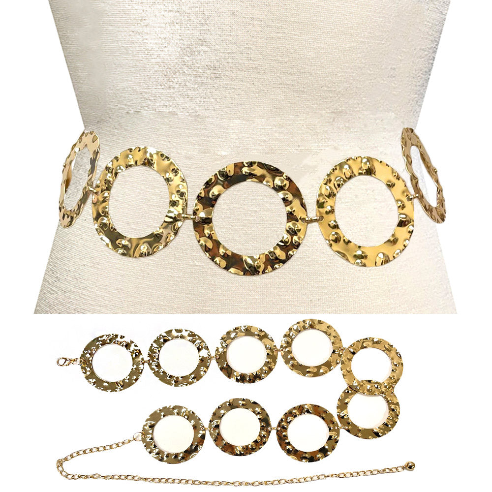 iLLASPARKZ Hammered Circle Link Chain Waist Belt