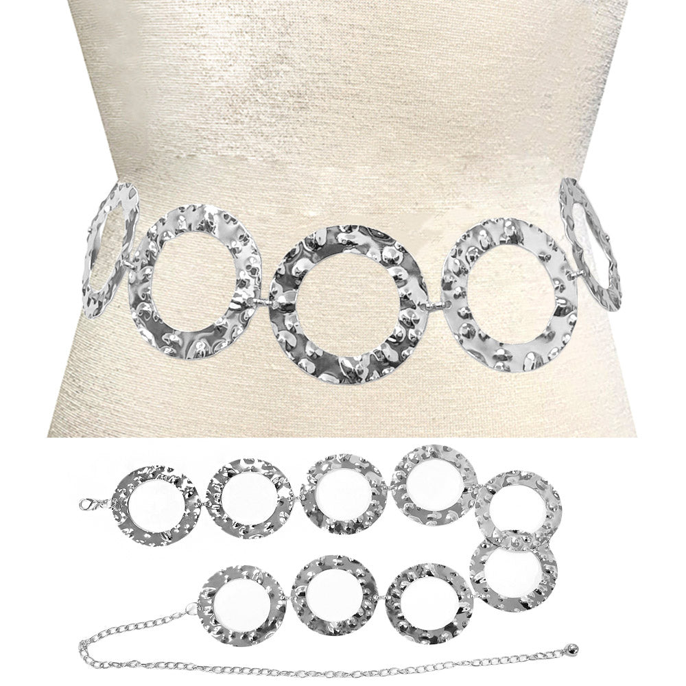 iLLASPARKZ Hammered Circle Link Chain Waist Belt
