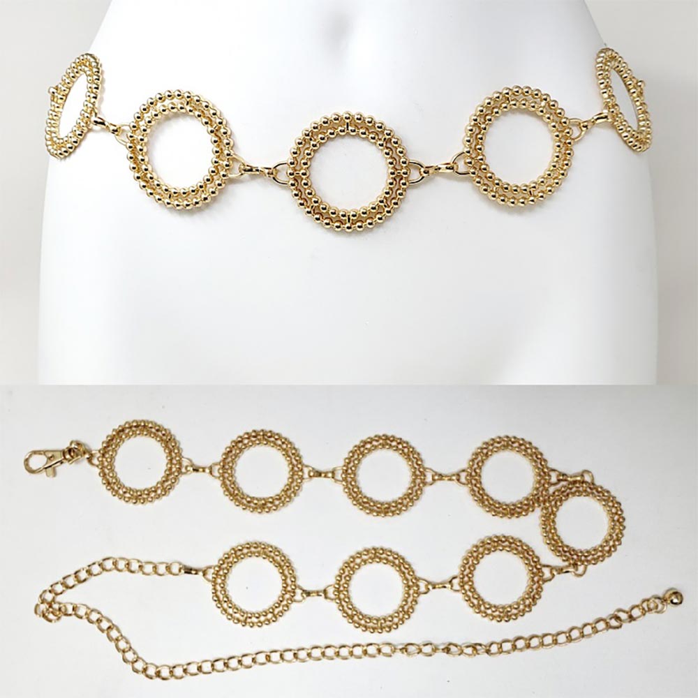 iLLASPARKZ Metal Beaded Open Double Ring Link Chain Waist Belt