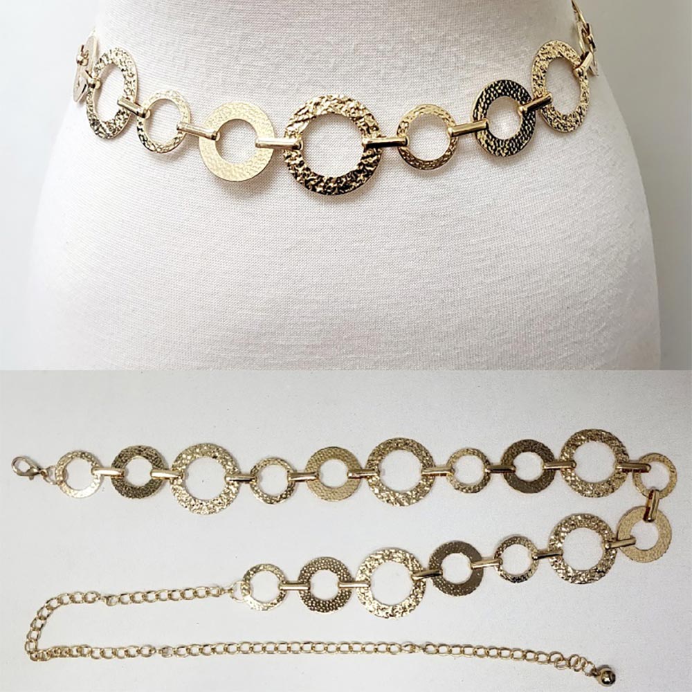 iLLASPARKZ Textured Metal Ring Link Chain Waist Belt