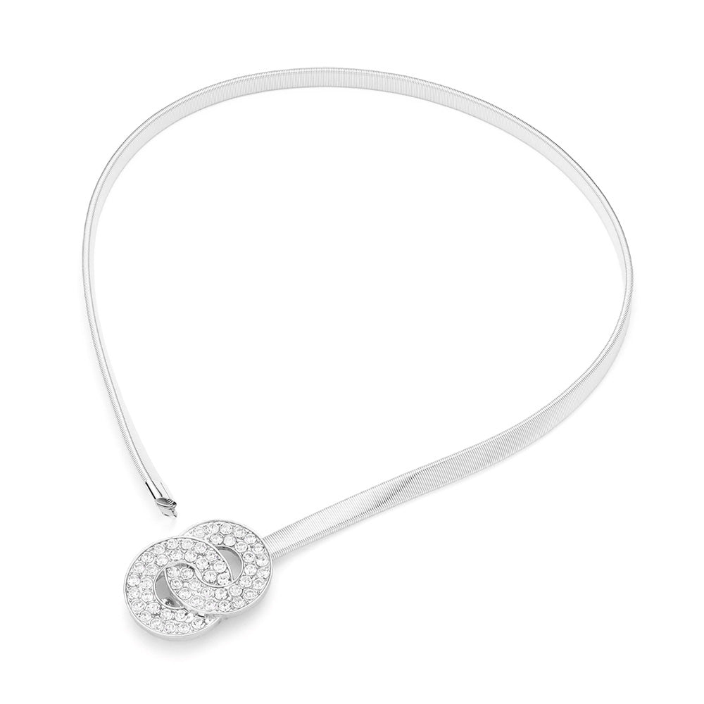 iLLASPARKZ Stone Embellished Double Open Circle Link Stretch Belt