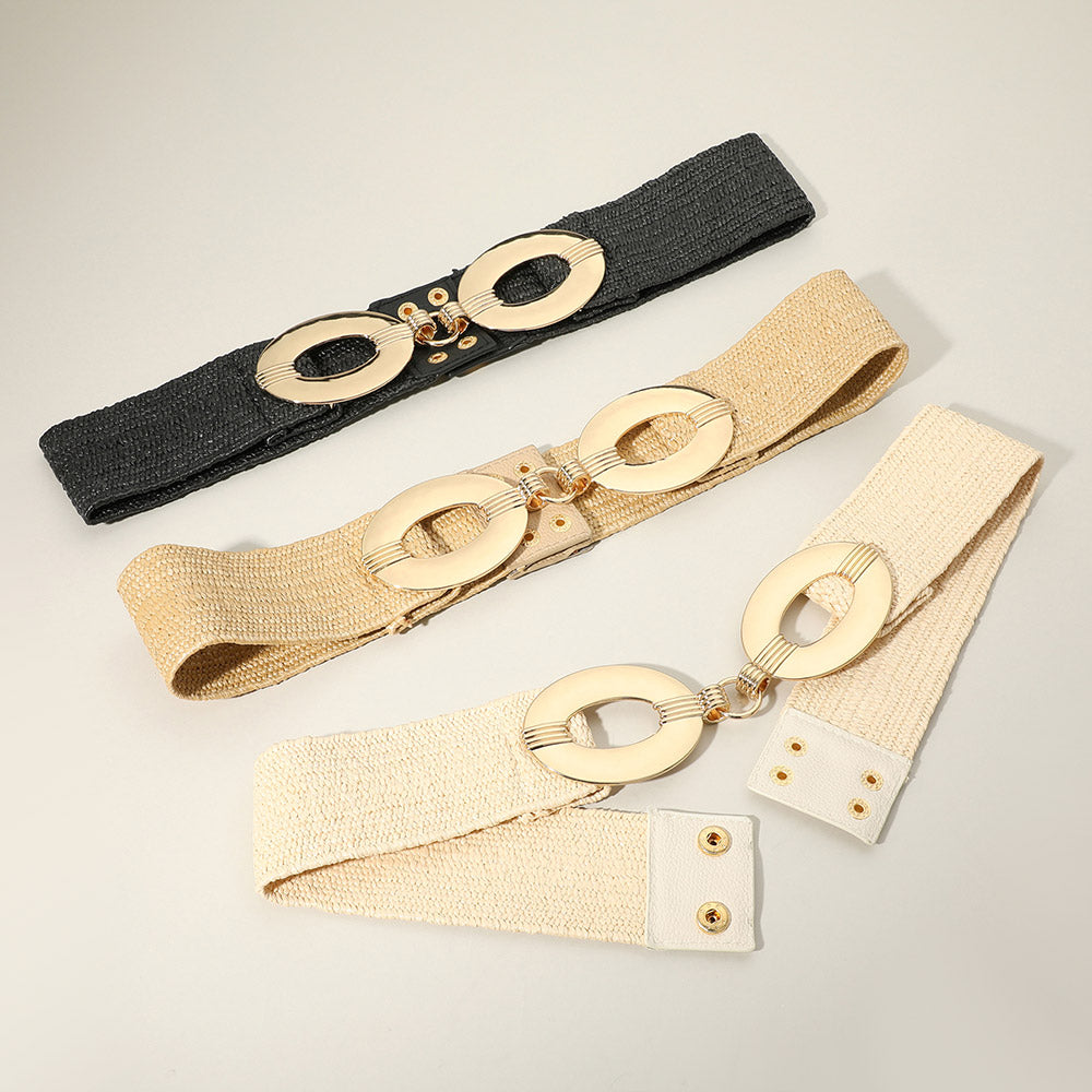 iLLASPARKZ Metal Oval Buckle Accented Elastic Waist Belt