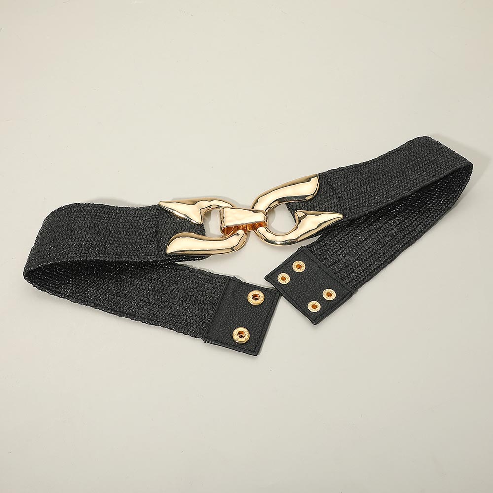 iLLASPARKZ Hammered Metal Hook Buckle Braided Elastic Belt
