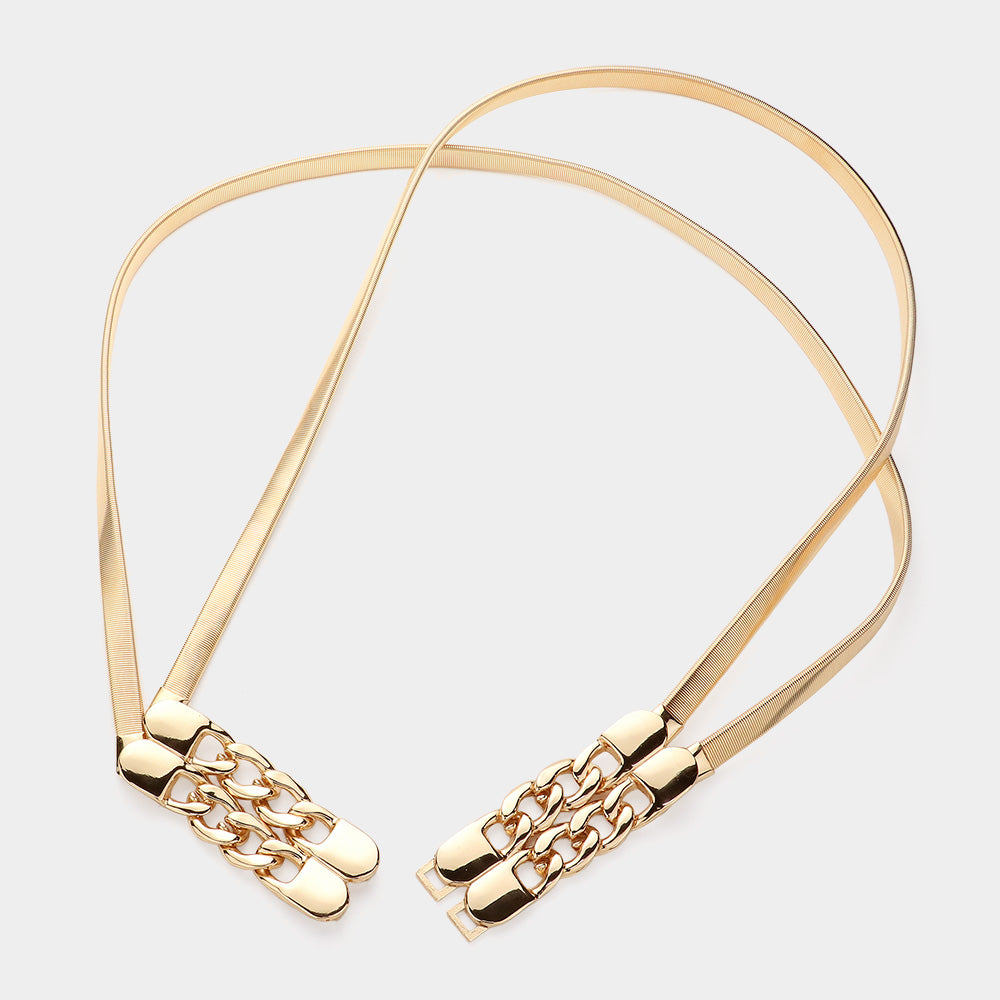 iLLASPARKZ Metal Chain Buckle Accented Stretch Belt