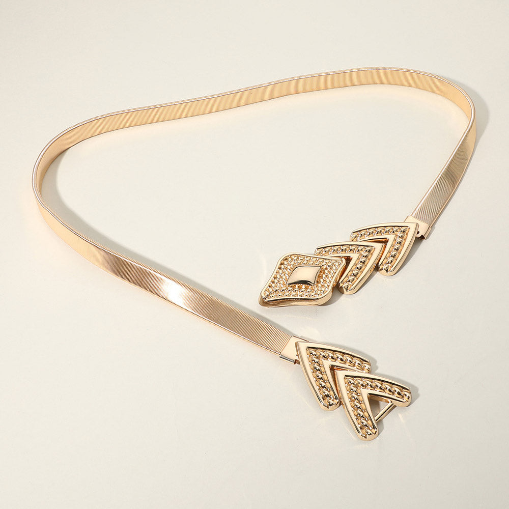 iLLASPARKZ Abstract Buckle Accented Stretch Metal Waist Belt