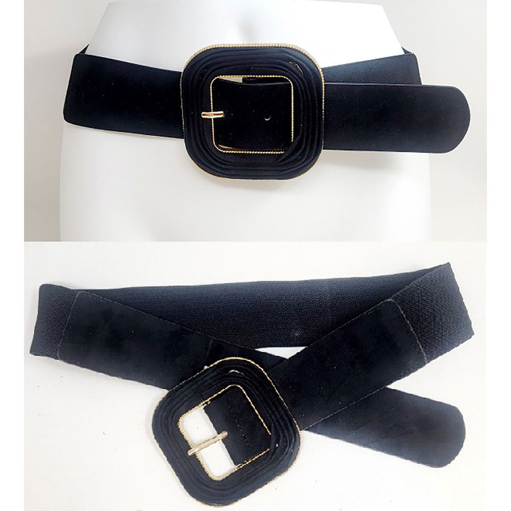 iLLASPARKZ Fabric Chunky Buckle Pointed Elastic Belt