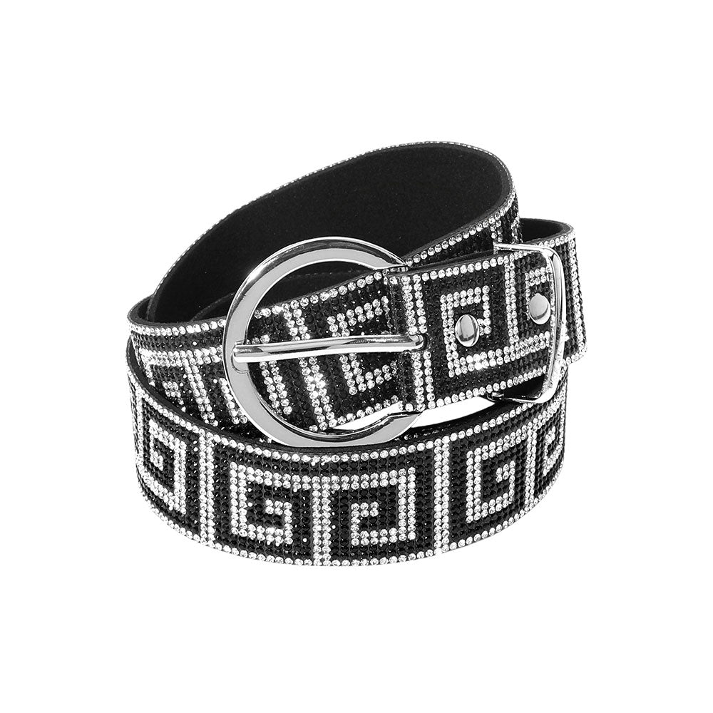 iLLASPARKZ Bling Studded Greek Pattern Belt